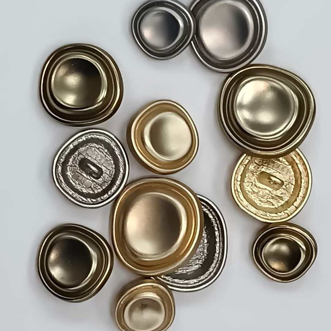 Curved Concave and Convex Surface, Special-Shaped Asymmetrical Small Fragrant Metal Button Top, Coat, Hand-Sewn Button, Exquisite Windbreaker Button