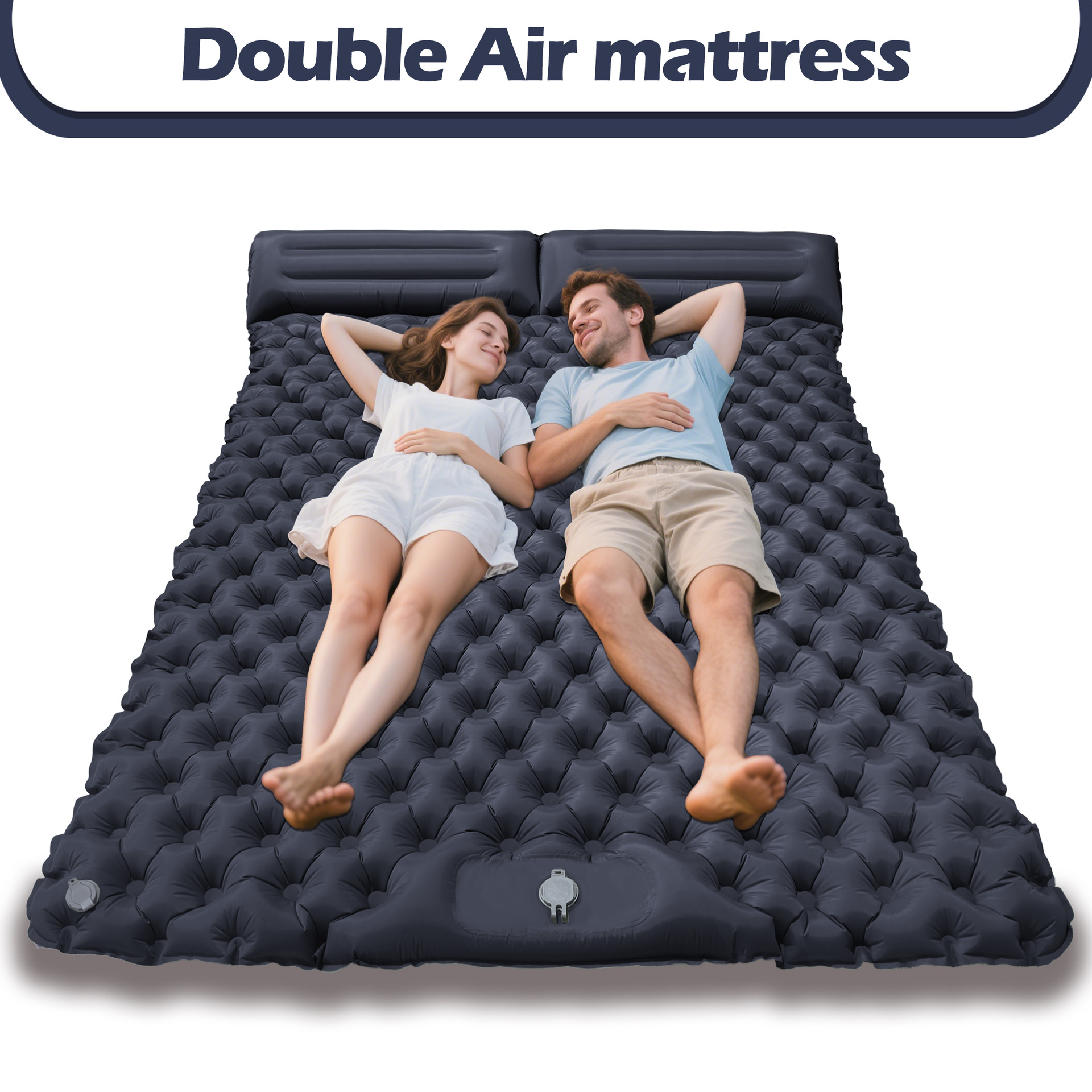 Double Inflatable Mattress, Outdoor Tent Camping Built-In Pump, Foot-Operated Single Sleeping Pad, Tpu Ultra-Light Lunch Break Moisture-Proof Air Mattress