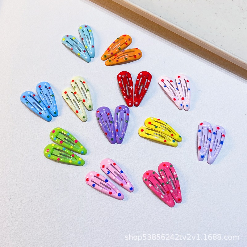 Color small water drop dot 3cm mini bangs clip female pet small hair clip bb clip wave point children's hair clip