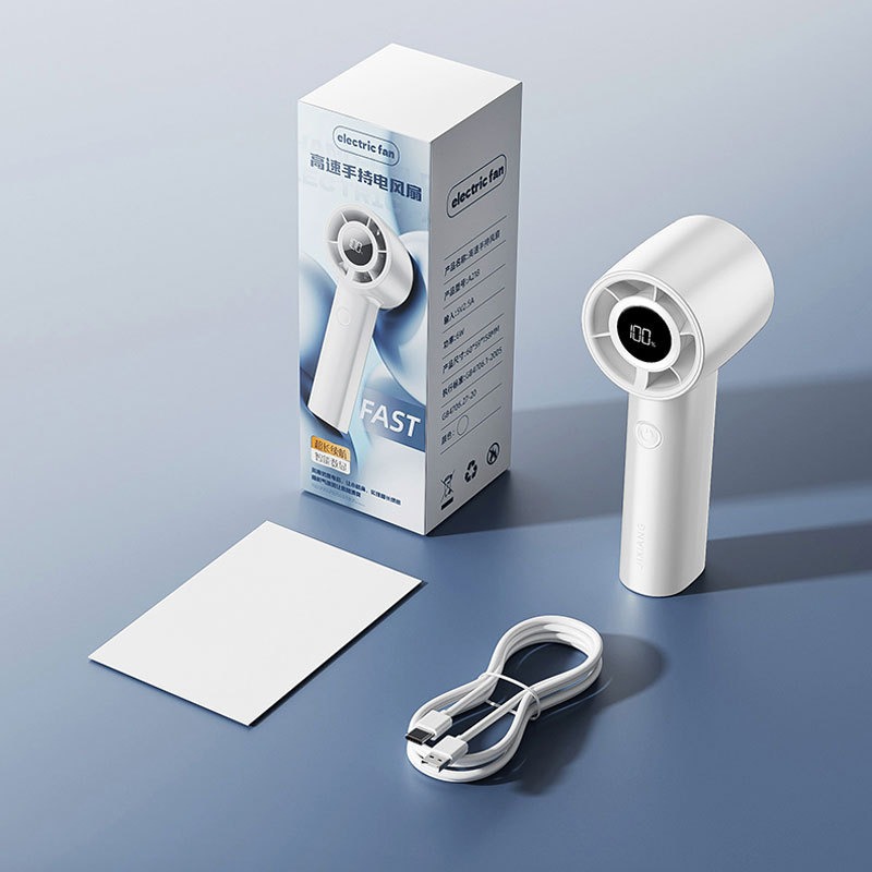 Turbo Violent Fan USB High-Speed Handheld Digital Display Roller Stepless Speed Regulation New Fan Manufacturer Can Print Log