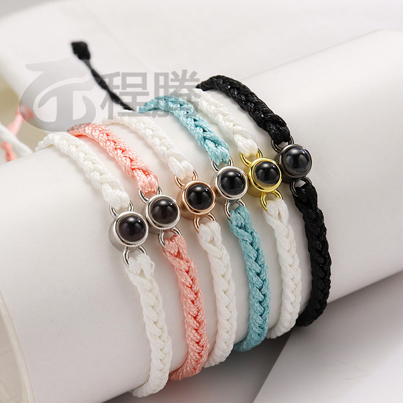 Cross-Border Popular 925 Silver 100 Languages Projection Braided Bracelets Ethnic Style Niche Design Hand Accessories Export Wholesale