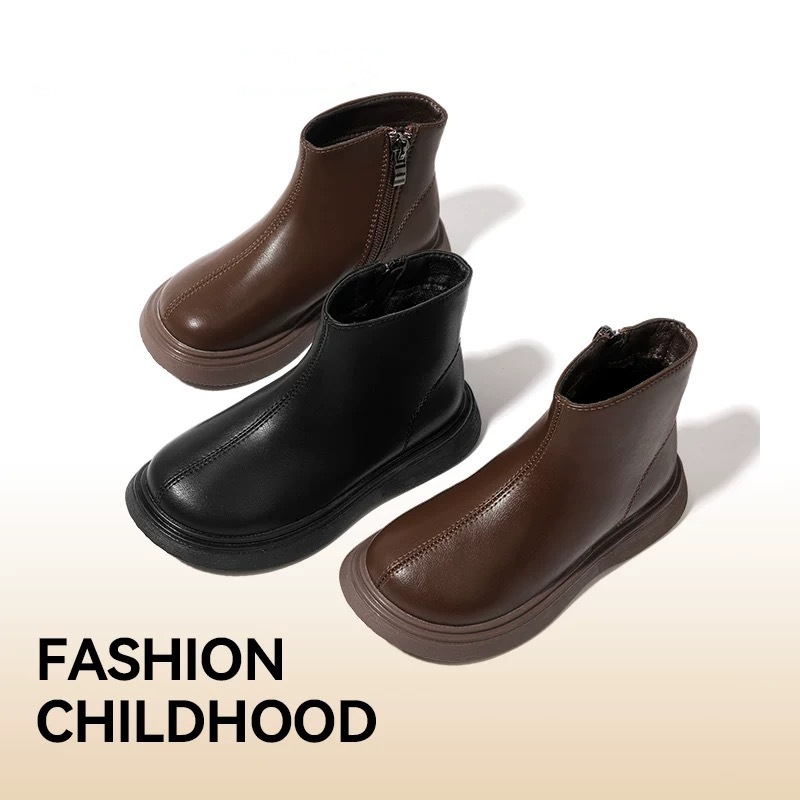 Girls' Boots 2025 New Children's Short Boots Spring and Autumn Genuine Leather Single Boots Baby Lightweight Soft Soled Boys' Martin Boots