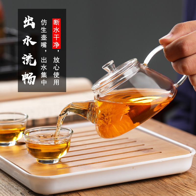 High Borosilicate Glass Teapot Small Single Brewing Teapot with Filter Pot Tea Water Separation Pot Tea Set Heat-Resistant