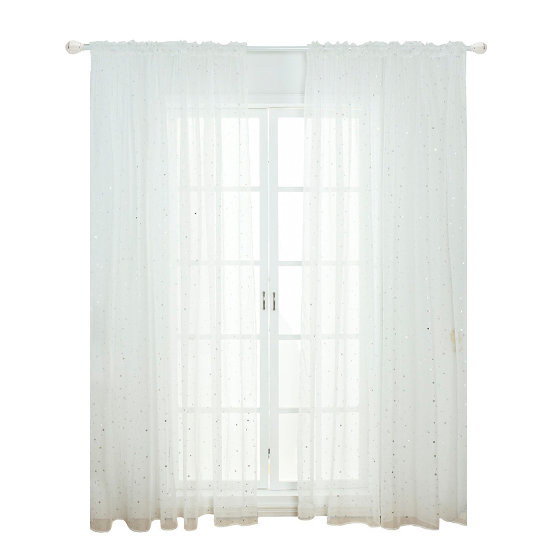 Fabric Manufacturer Wholesale Blackout Double-Layer Terylene Star-Patterned Silver-Pressed Sheer Curtain 280cm 40Gsm Sunshade