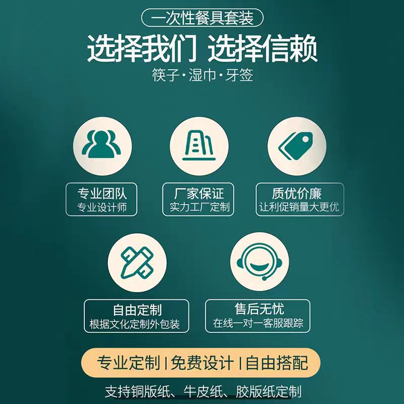 Disposable Tableware Bag Bamboo Chopsticks Three-Four-Piece Set Coated Paper Four-Side Seal Double Leach Film Kraft Paper Printable Logo