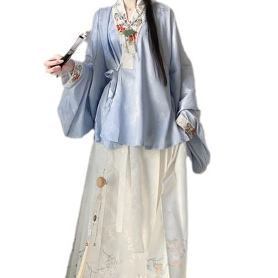 Ye Yumming's Original Han Dynasty Ming Dynasty Women's Chinese Style Cross-Collar Short Shirt Horse Face Skirt Spring Style Thin Style