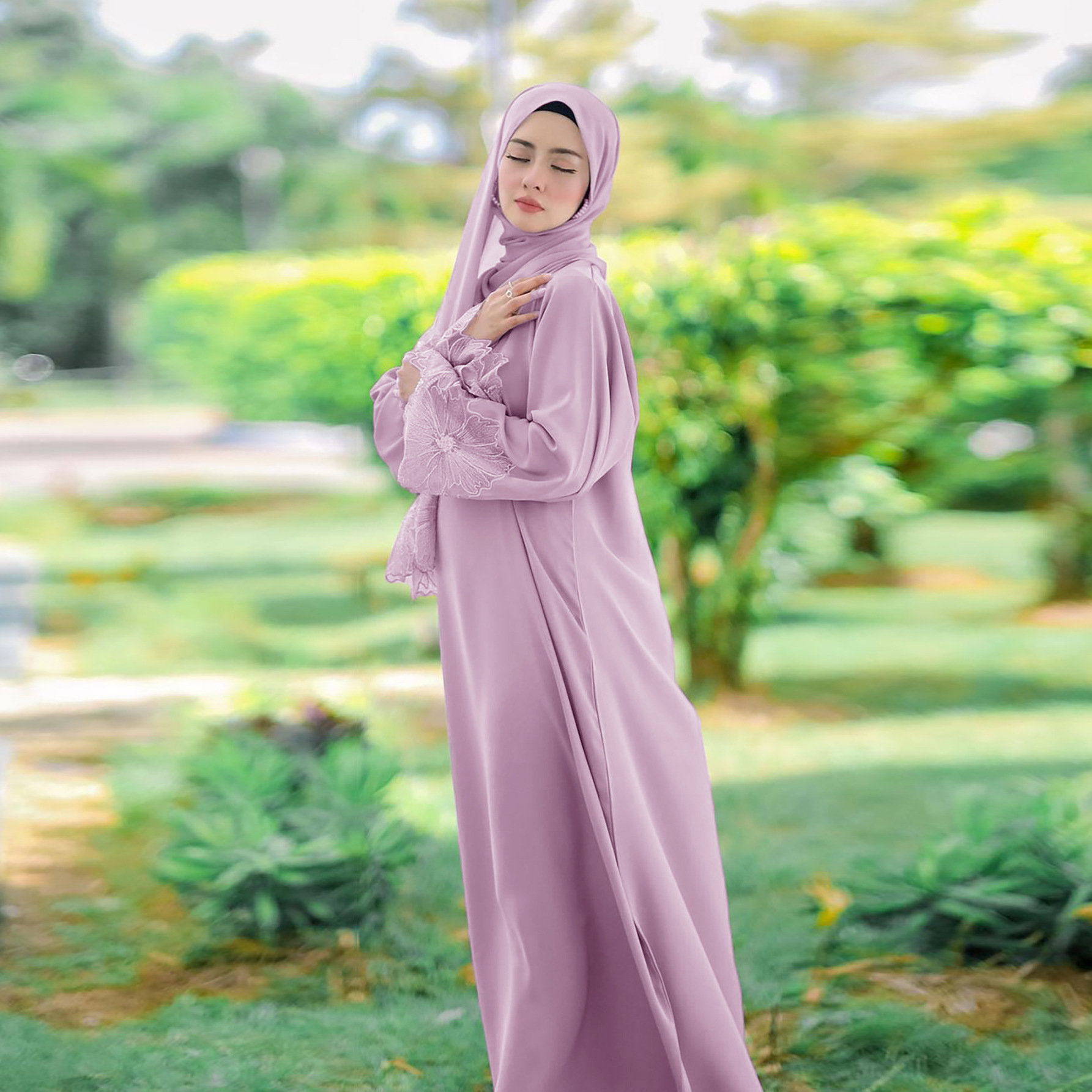 M189# No Diamond Seven Color Middle East Foreign Trade Women's Muslim Women's Robe Malay Indonesia Dress with Headscarf