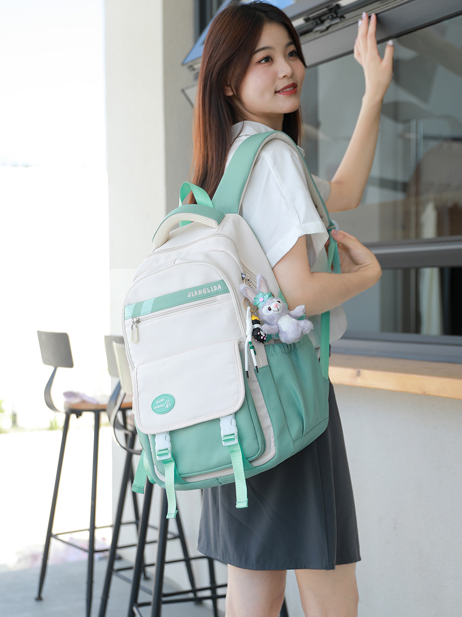 JLD New Junior School Schoolbag Girls Simple High Quality Ins Middle School Student Schoolbag Large Capacity Girls' Backpack
