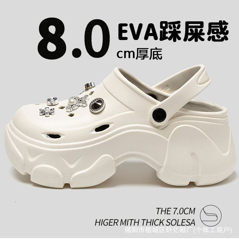 Eva Breathable Anti-Odor Clogs for Women in Summer, Closed-Toe Slippers with Thick Soles, Non-Slip Beach Height-Increasing Shoes for Outdoor Wear