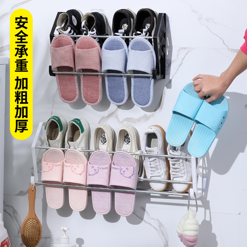 The Philippines's Best-Selling Punch-Free and Nail-Free Door Behind Simple Shoe Rack Assembly Shoe Rack Bathroom Slipper Rack Wall-Mounted Storage Rack