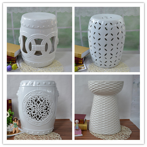 Керамический барабанный табурет белой серии, фарфоровый табурет, круглый табурет, столик для дивана, табурет для туалета