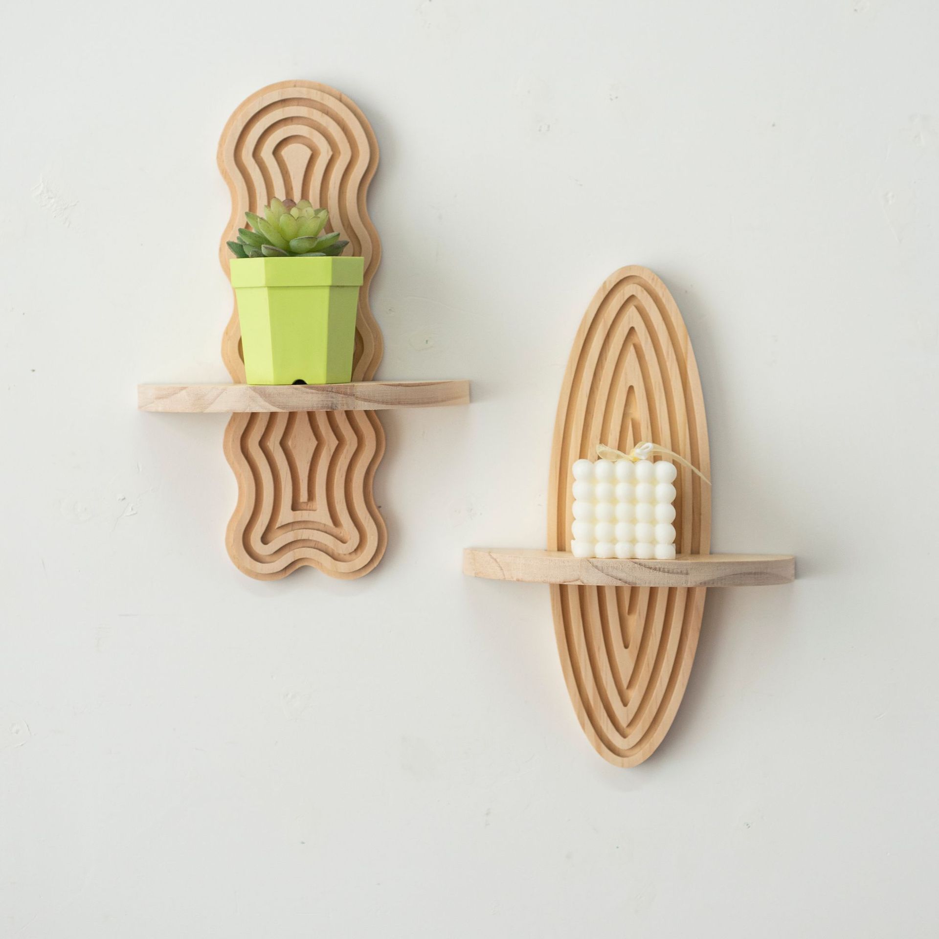 Wooden Wall Rack Bohemian Style Wall Decoration Living Room Decorative Solid Wood Green Plant Rack Aromatherapy Candle Holder