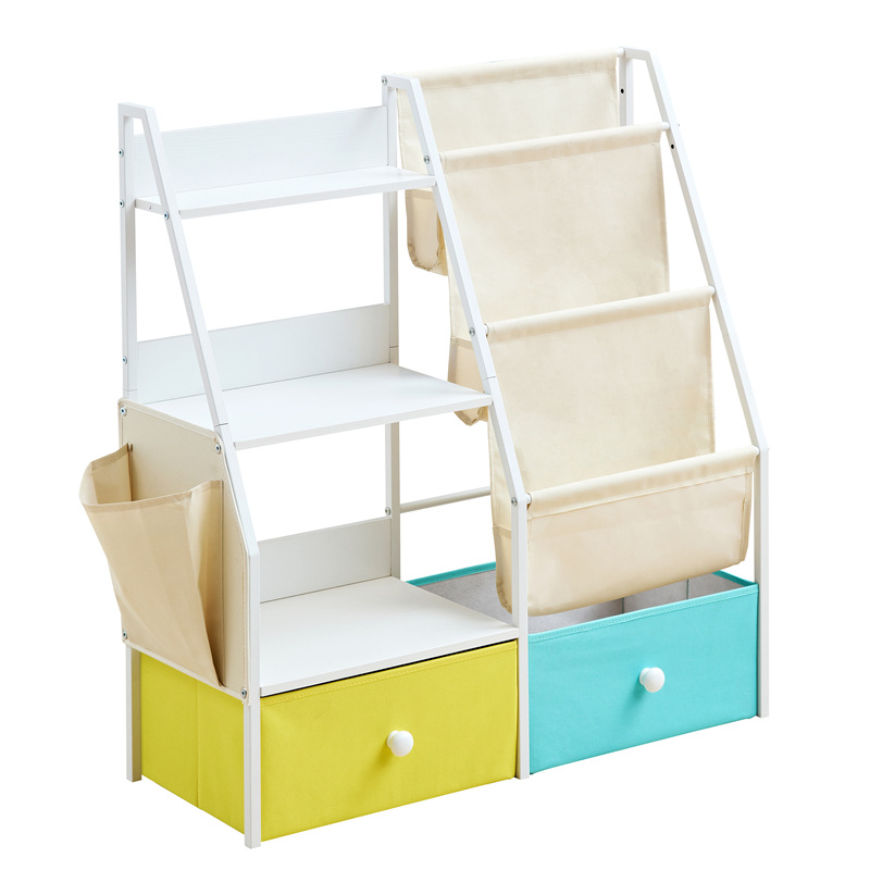 Children's Cabinet Simple Storage Rack Toy Storage Combination Two-Drawer Metal Multi-Layer Fabric with Drawer Rack for Children's Room