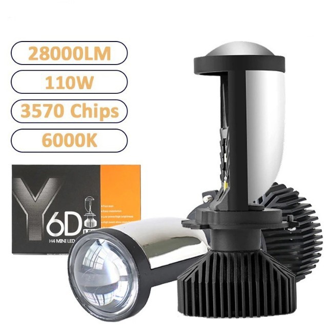 New Y6D Y7Dy8 Car Led Headlight H4 with Lens Super Bright Spotlight High and Low Beam Headlight Fisheye Light