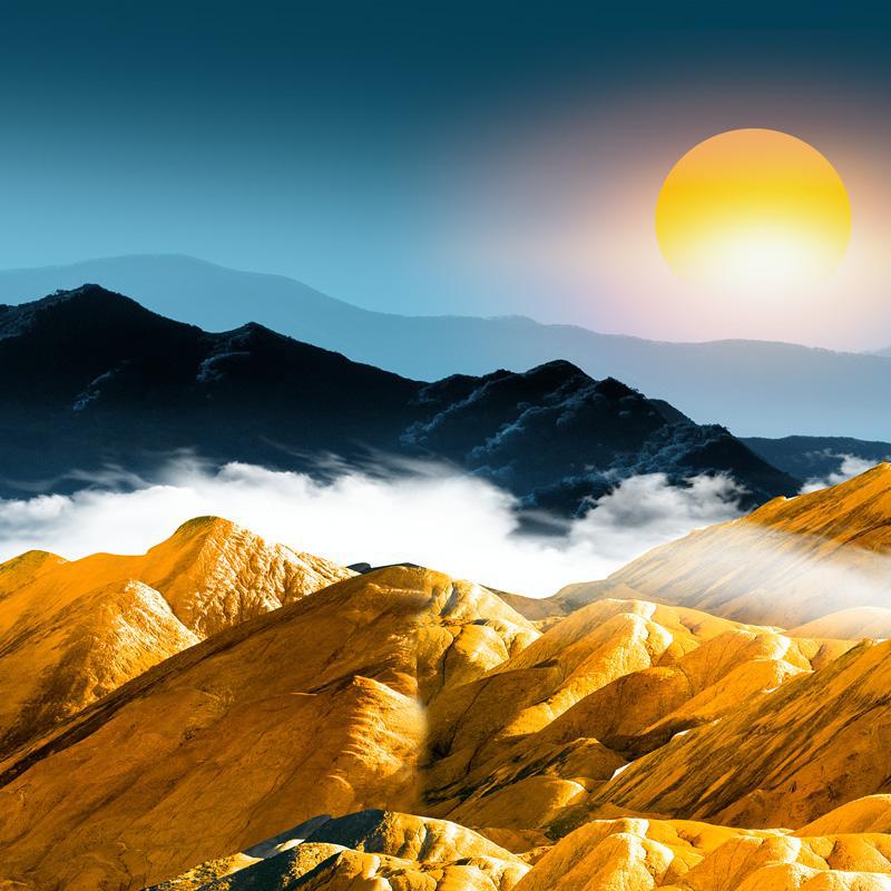 Painting Room Sofa Background Wall Mural Modern Minimalist Decorative Painting North Sanlian Sunrise Golden Mountain 53