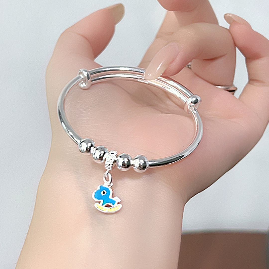 Baby Anklet Foot Silver 9999 Sterling Silver Anklet Full Moon Baby Children Bracelet Children Jewelry Year One Birthday Gift