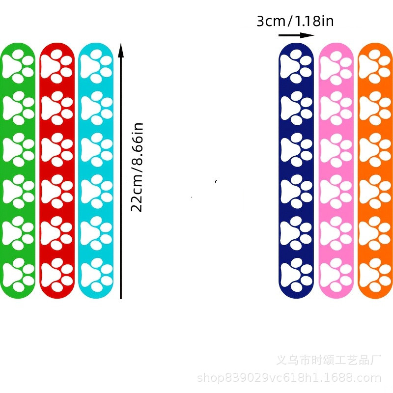 New Product 6 Dog Paw Snap Ring Bracelets Animal Pattern Snap Ring Bracelets 6 Colors Kidsren's Party Decoration