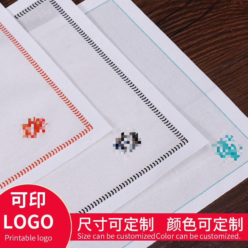Cross-Border Cotton Hotel Western-Style Coaster Napkin Cloth Airplane Cocktail Coaster White Folded Napkin Cloth
