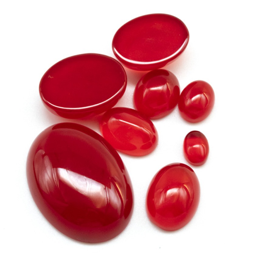 Natural Red Agate Green Agate Egg Oval Ring DIY Jewelry Accessories Inlaid Chalcedony Agate Loose Beads Wholesale