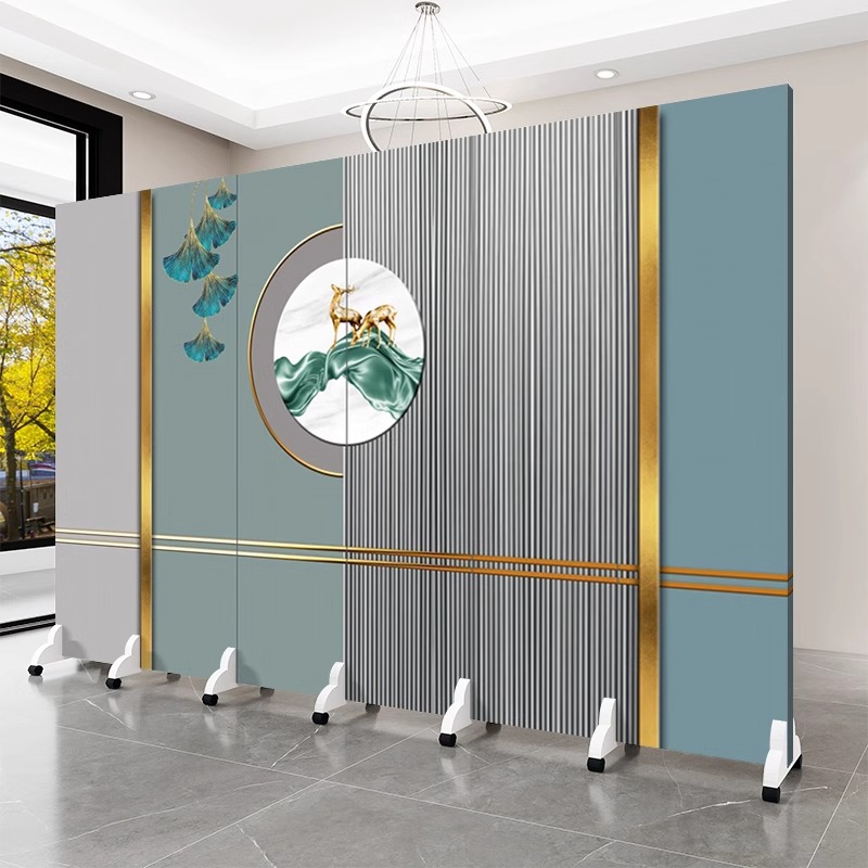 New Chinese-style Screen Partition Living Room Office Hotel Entry Shelter Folding Mobile Hotel Private Room Retro High-end