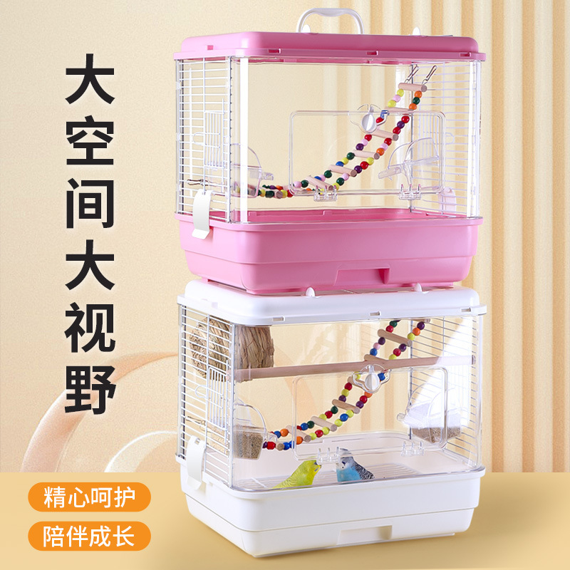 Transparent Birdcage Budskin Parrot Landscape Birdcage Xuanfeng Peony Bird Embroidered Eye Large Villa Birdcage Ornamental Cage