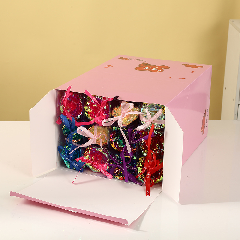 New 24k gold foil rose triangle box 520 Valentine's Day gift single carnation foil gold flower spot wholesale