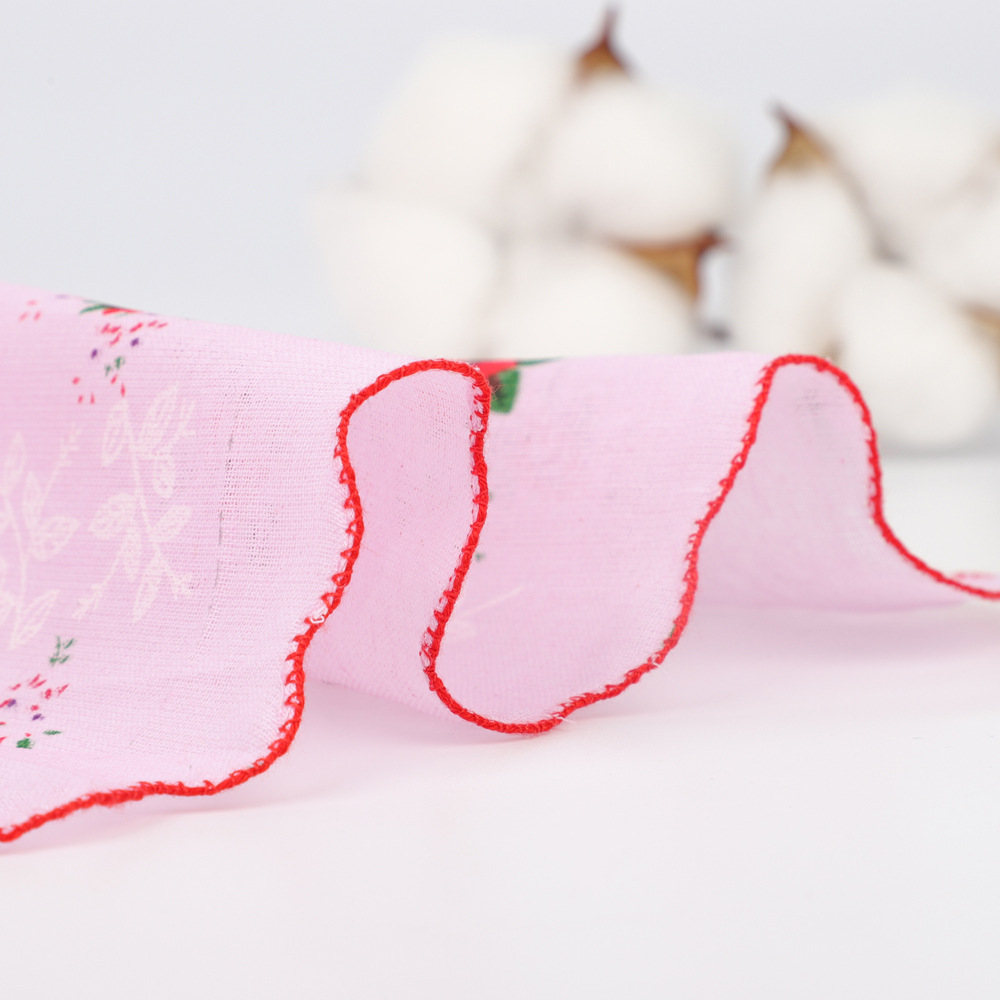 Classic crescent edge ladies hot wholesale cotton handkerchief vintage vintage handkerchief thin cross-border products 29cm