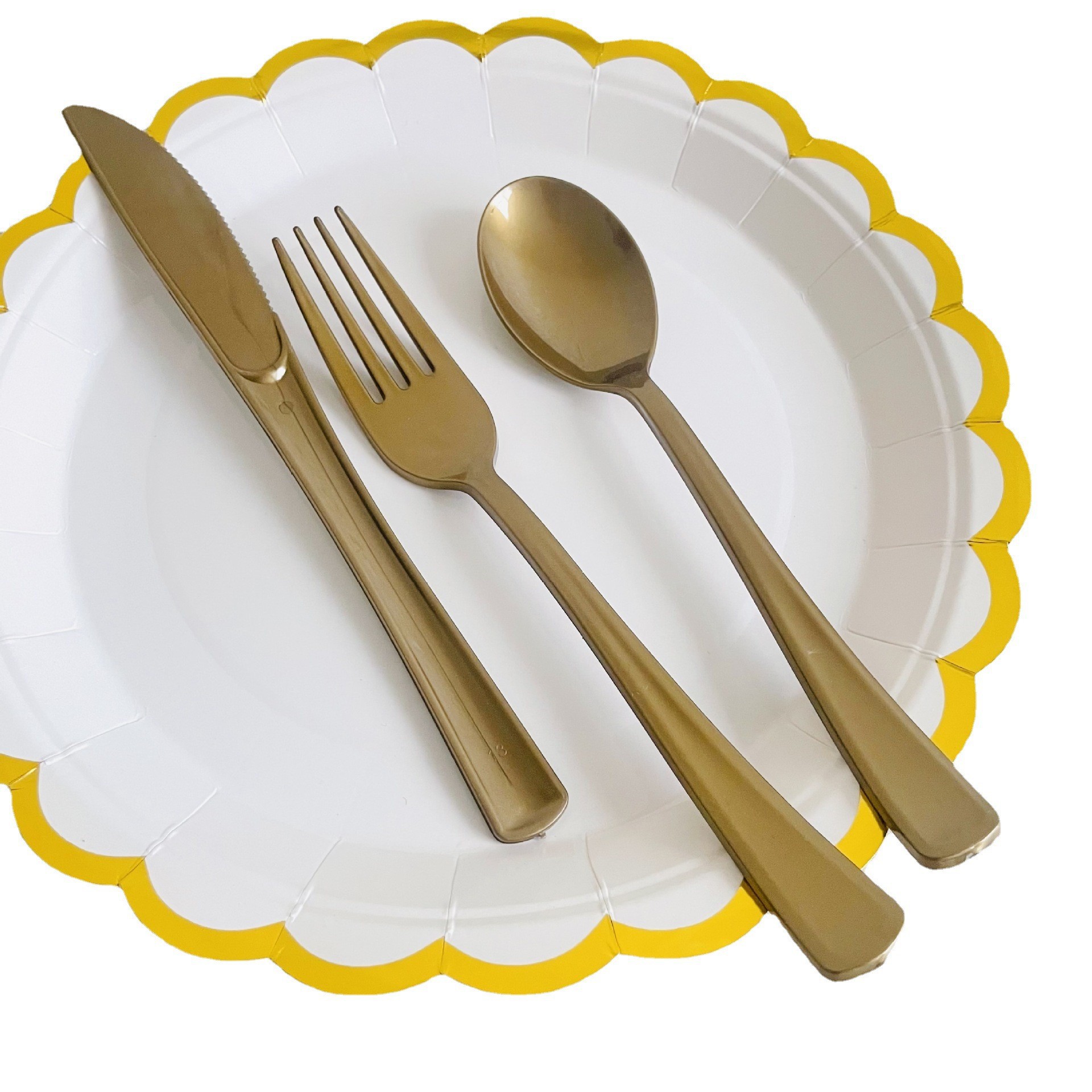 Factory direct cross-border disposable plastic PS black gold cutlery cutlery suit graduates cutlery cutlery cutlery cutlery spoon