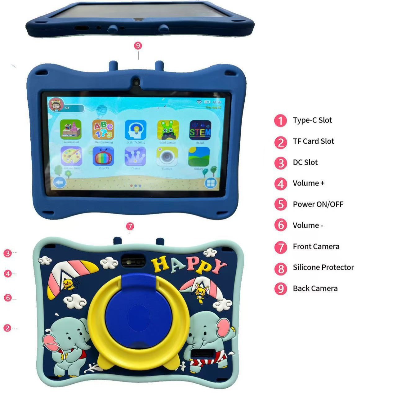 Cross-Border 7inch Kidsren's A133Iwawa Intelligent Learning Machine Game Hd Tablet 7Inch Tablet Pc