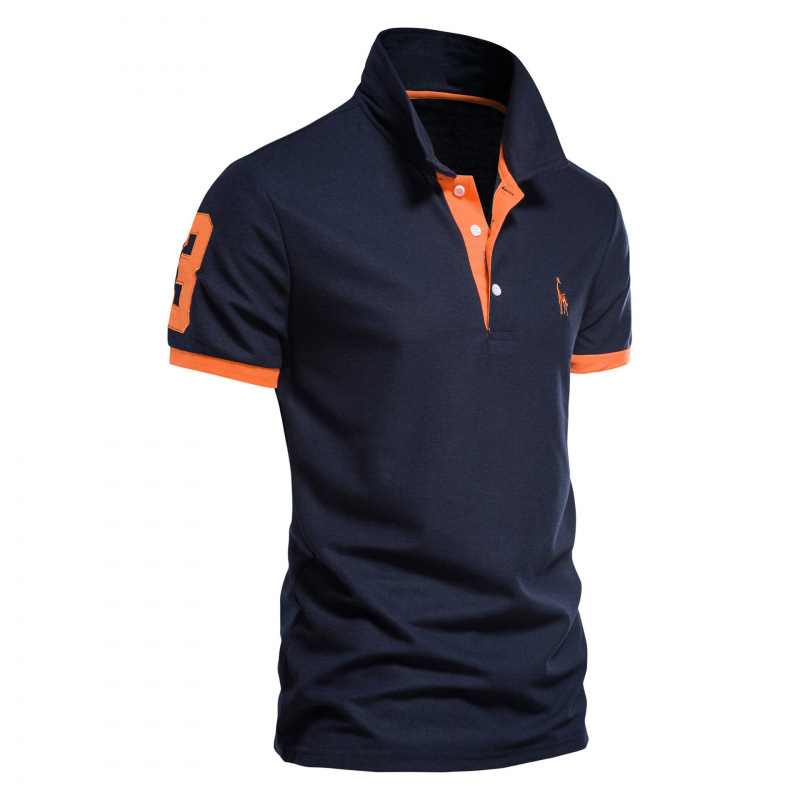 Cross-border explosions men's deer embroidery polo shirt short sleeve Zhu di mesh lapel men's T-shirt wholesale