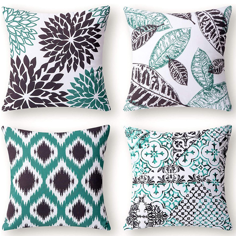 Cross-border popular simple geometric printing abstract floral linen pillowcase peach skin sofa pillowcase cushion cover