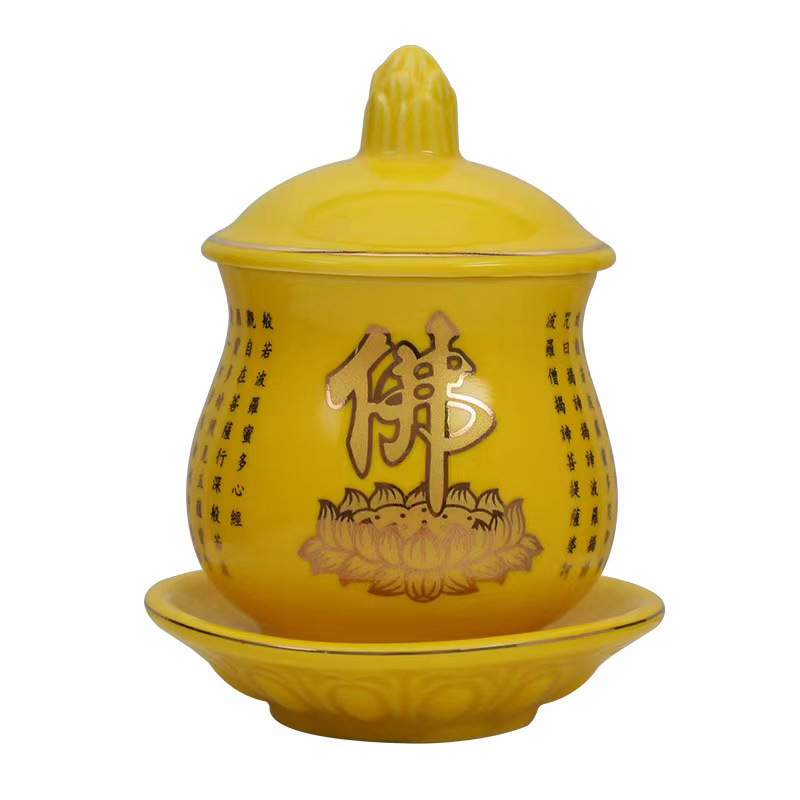 Fairy Buddhist Temple Buddhist Cup for Buddhist Household Guanyin Ceramic Holy Water Cup for Worshiping Gods and Supplying Water Cups for Buddha and God of Wealth