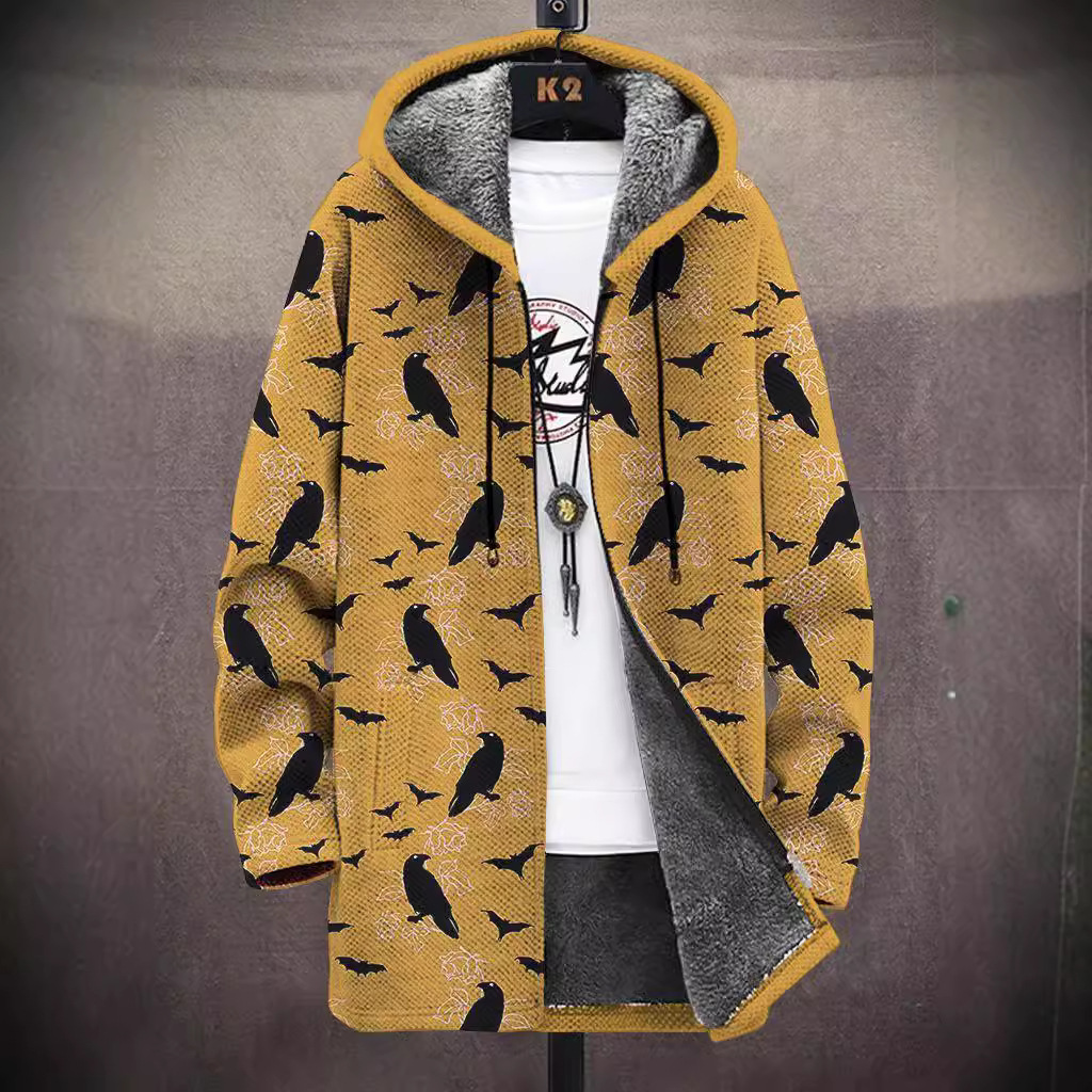 2024 new fashion digital printing fleece-lined men's coat 2024