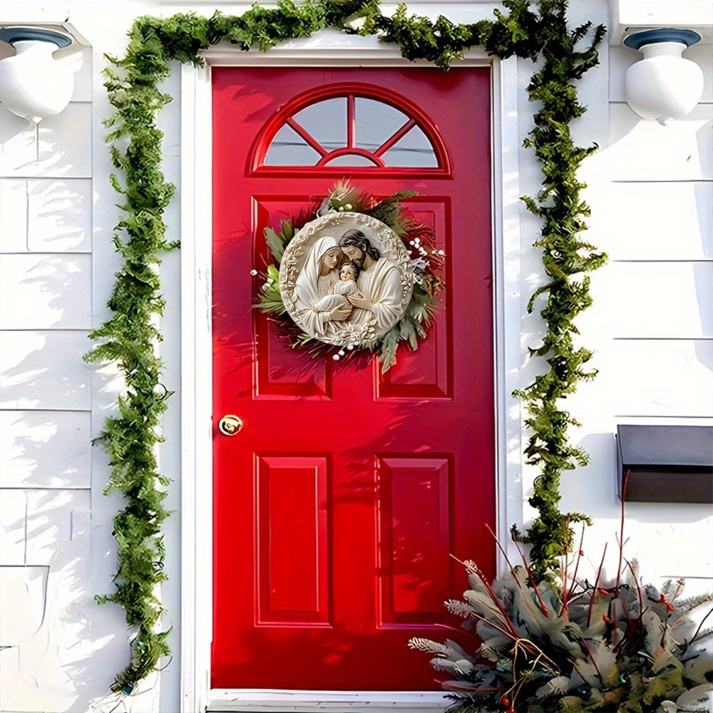 Cross-border Jesus Faith Warm Family Round Listing Festival Dress-up Window Glass Pendant