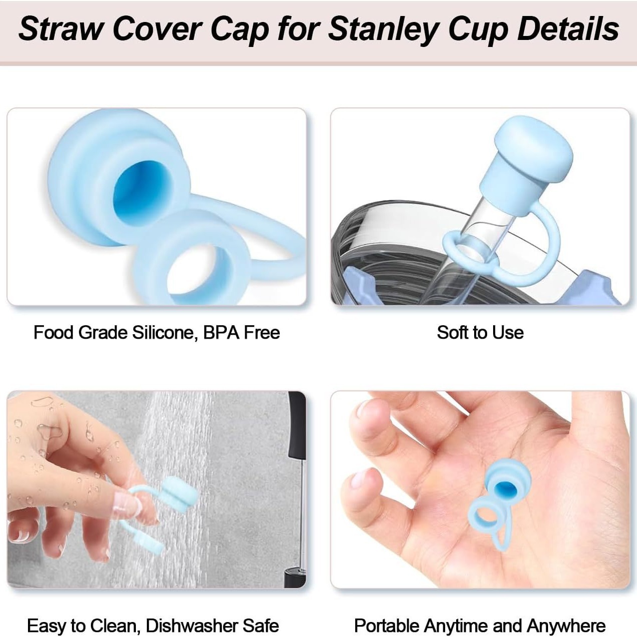 Новая крышка для стакана Stanley с соломкой, защитная крышка, силикон пищевого класса, 10 мм