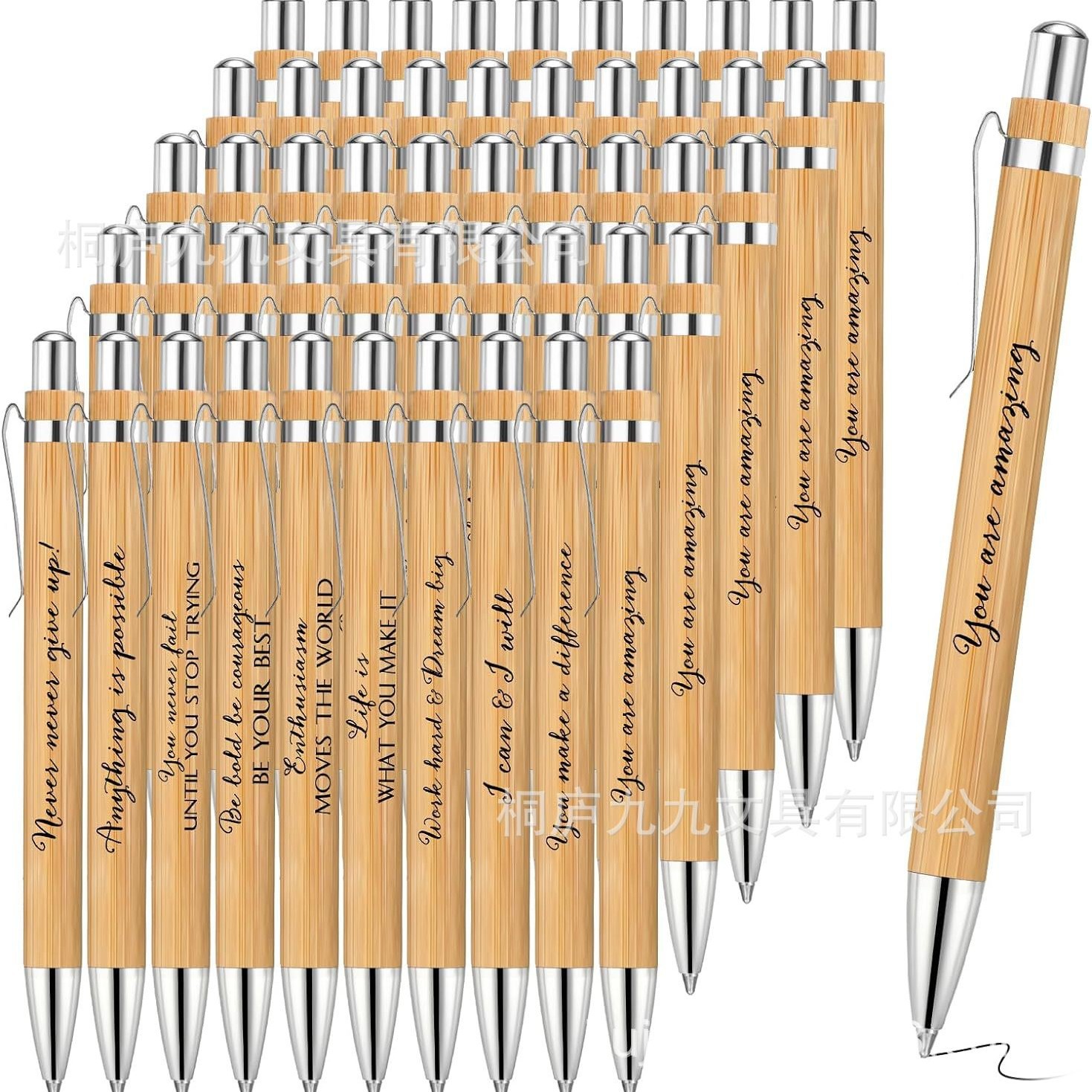 in stock cross-border staff inspirational copywriter bamboo pen bible quotation pen environmental protection lucky office ballpoint pen logo