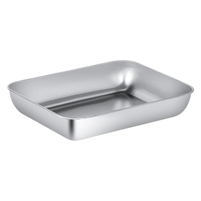 Stainless Steel Square Plate with Lid Rectangular Square Box Kitchen Food Preparation Plate Flat Bottom Tray Household Thickened Deep Style