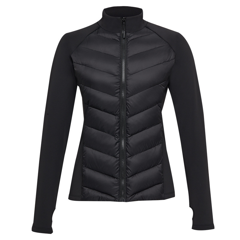 Three-proof Sports Down Jacket Women's Outdoor Running Windproof Warm Fitness Top Lightweight Slim-fit Vertical Collar Pops Jacket