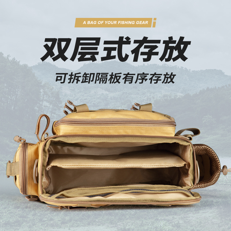 Large capacity outdoor fishing bag camouflage multi-functional fishing gear bag shoulder portable large capacity waterproof accessories bag