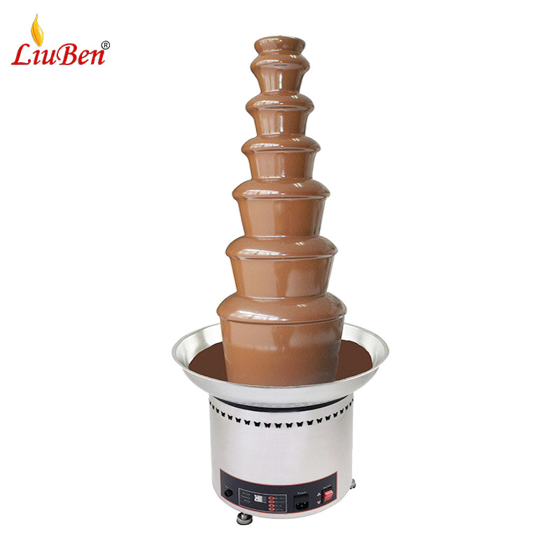 Commercial automatic chocolate fountain machine seven-layer stainless steel acrylic melting waterfall machine hotel self-service