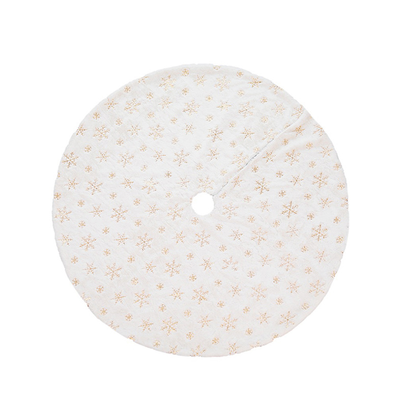 Cross-Border Christmas Tree Skirt Pearlescent Snowflake Sequin Tree Skirt White Plush Embroidered Tree Skirt Christmas Tree Decoration
