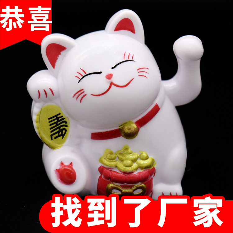 Новогодняя пластиковая игрушка удачи Кот, украшение для торта, милый сувенир, креативное украшение десерта