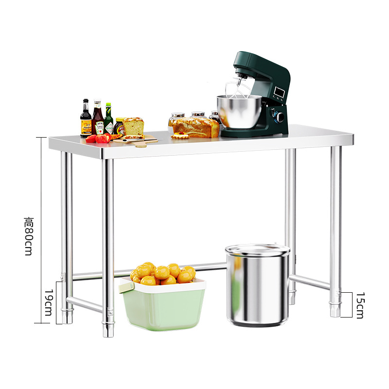 Stainless steel operating table with wheels kitchen operating table double-layer playing table vegetable cutting table with wheels