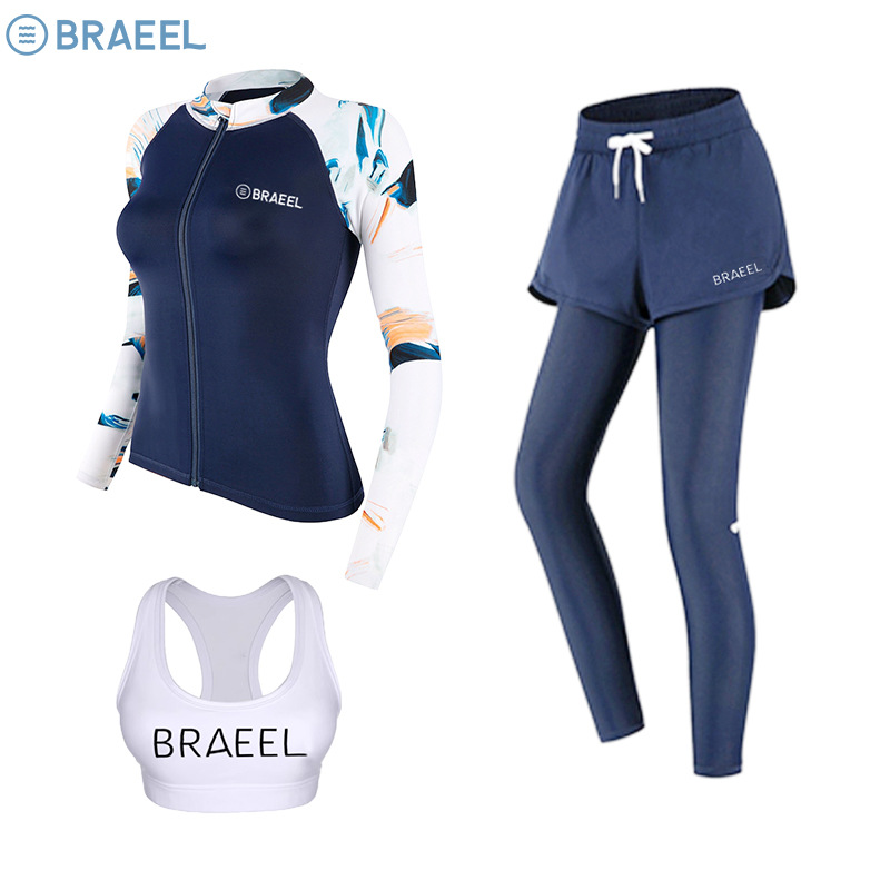 Korean-style Sunscreen Swimsuit Women's Split Summer Long-sleeved Trousers Diving Suit Quick-drying Surfer Suit Slim-fit Snorkeling Suit Jellyfish Suit