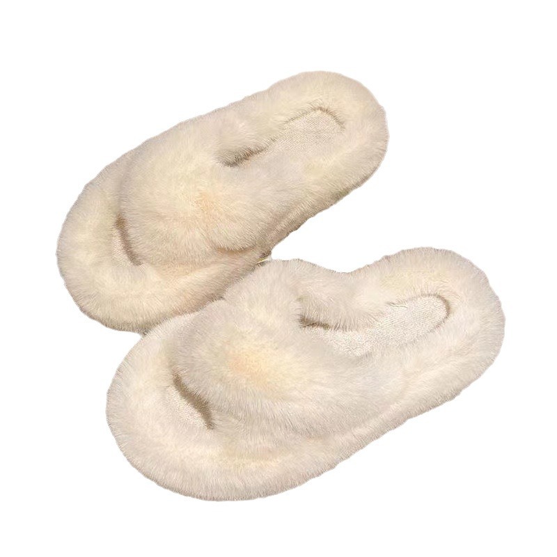 Furry Slippers for Women, New 2025 Korean Style Trendy Shoes, Autumn and Winter Home Cotton Slippers, Autumn and Winter Plush Cotton Slippers