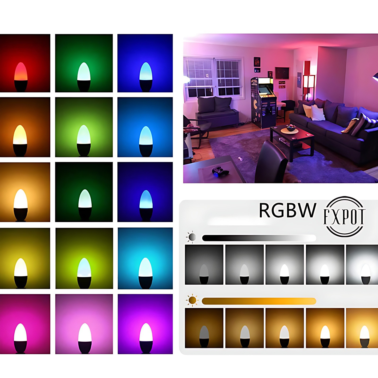 E14Rgb Smart Dimmable Candle Bulb Rgbw Color-Changing Remote Control Led Full-Color Candle Light Smart Dimming