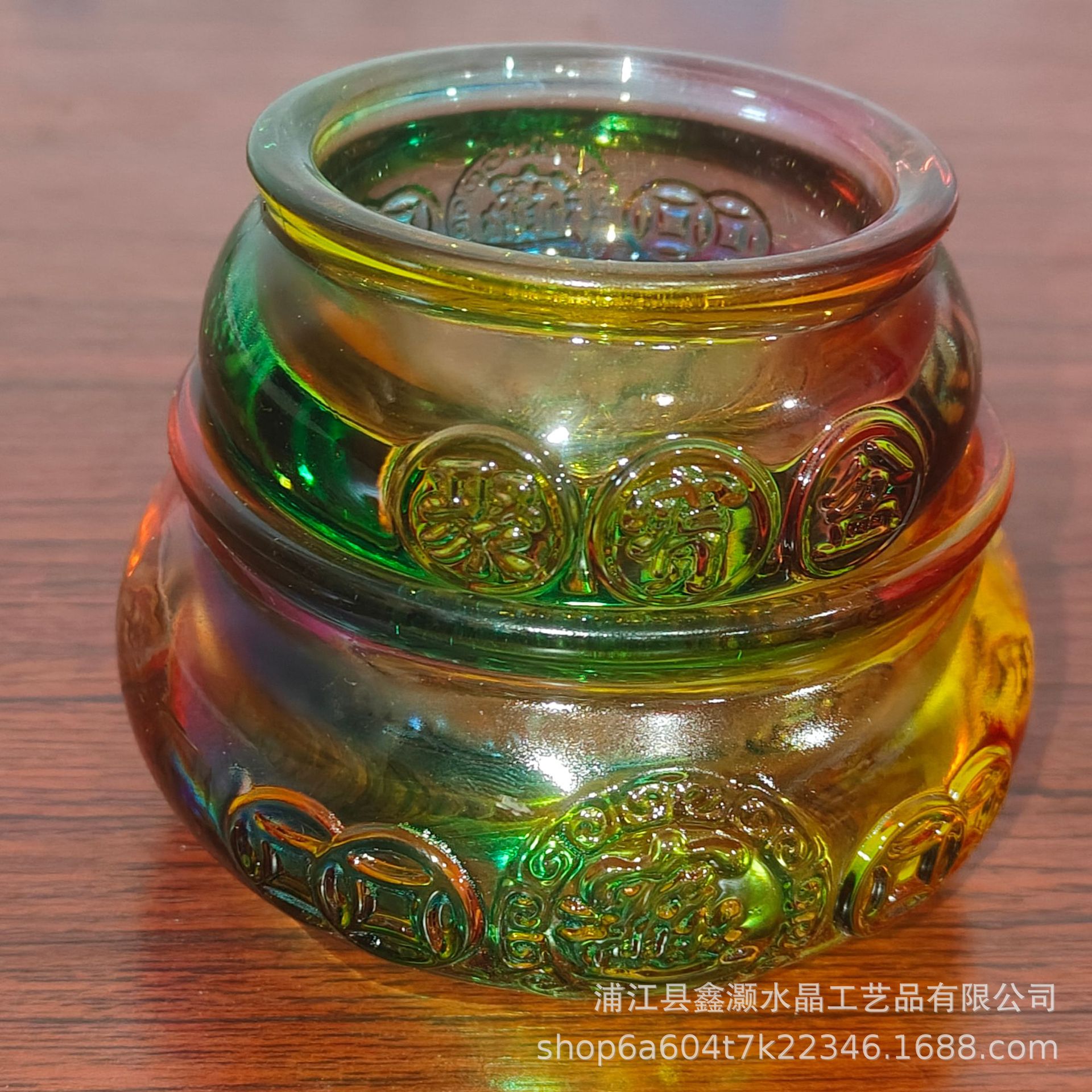 New Glass Treasure Basin Home Decorations Feng Shui Layout Ornaments Gift Mascot Yellow Crystal Jewelry