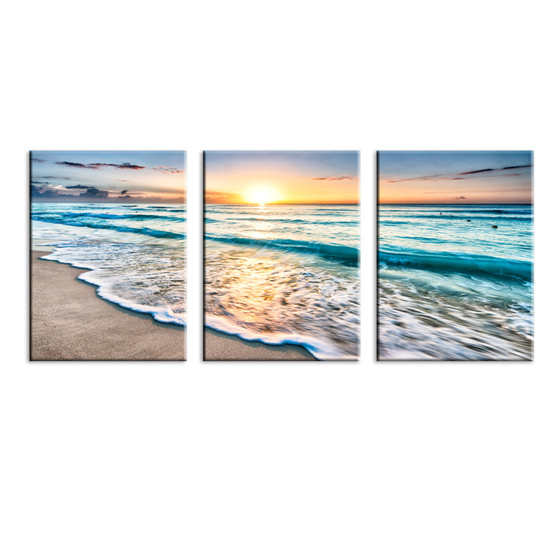 Guangdong Factory Cross-Border Custom Solid Wood Living Room Wall Art, Spray-Painted Canvas Painting Core, Modern Sofa Living Room Decorative Painting