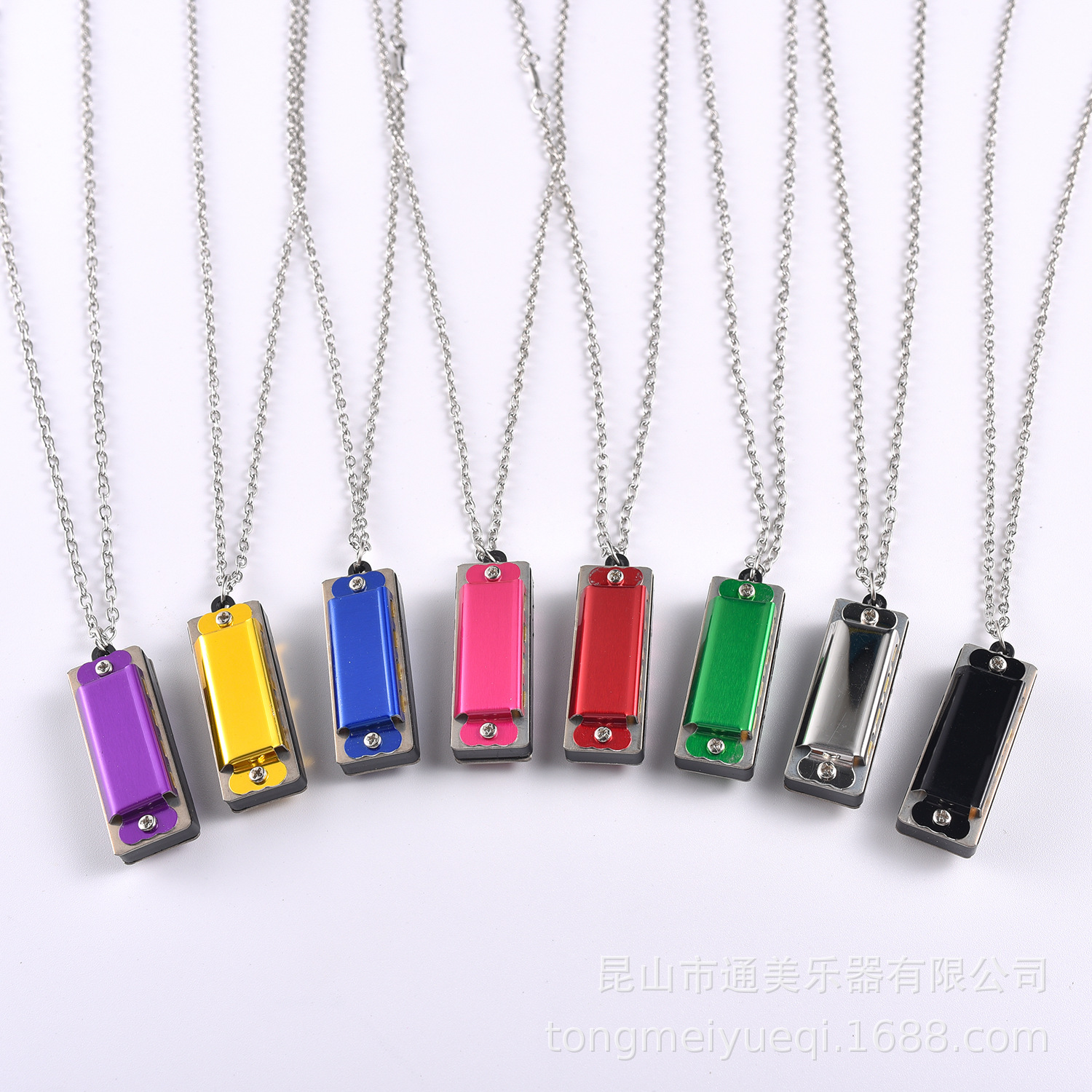Solid Color 4-Hole 8-Tone Cartoon Zodiac Necklace Small Harmonica Round Keychain Can Blow Songs