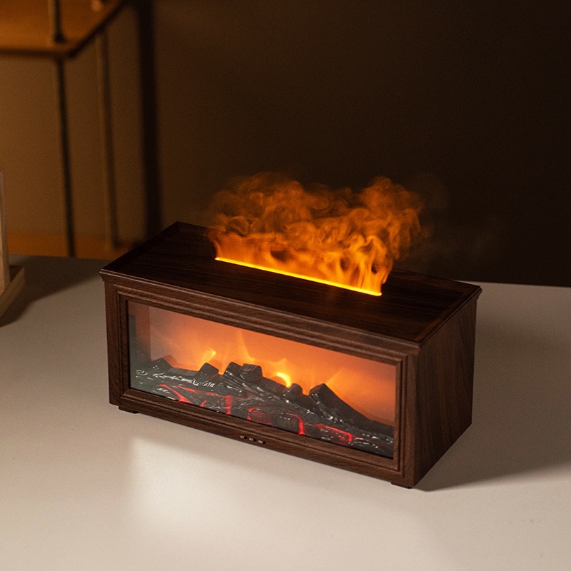 New Vintage Fireplace Flame Humidifier 3D Simulation Fireplace Flame Aromatherapy Machine Home Desktop Fireplace Aromatherapy Machine